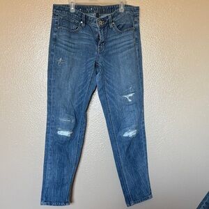 White House Black Market Distressed girlfriend Jeans  with metallic thread